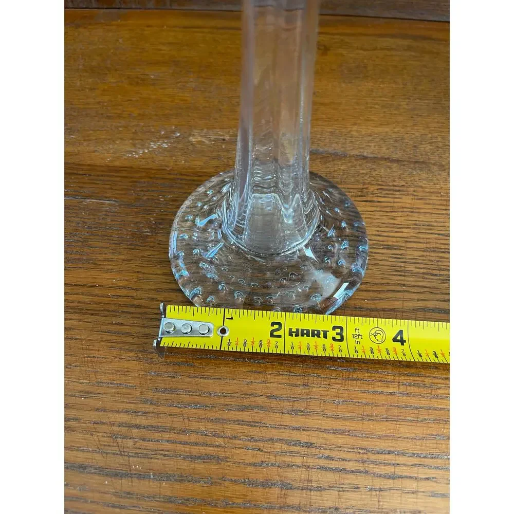 Vintage Clear Glass Single Stem Puddle Bubble Vase 12